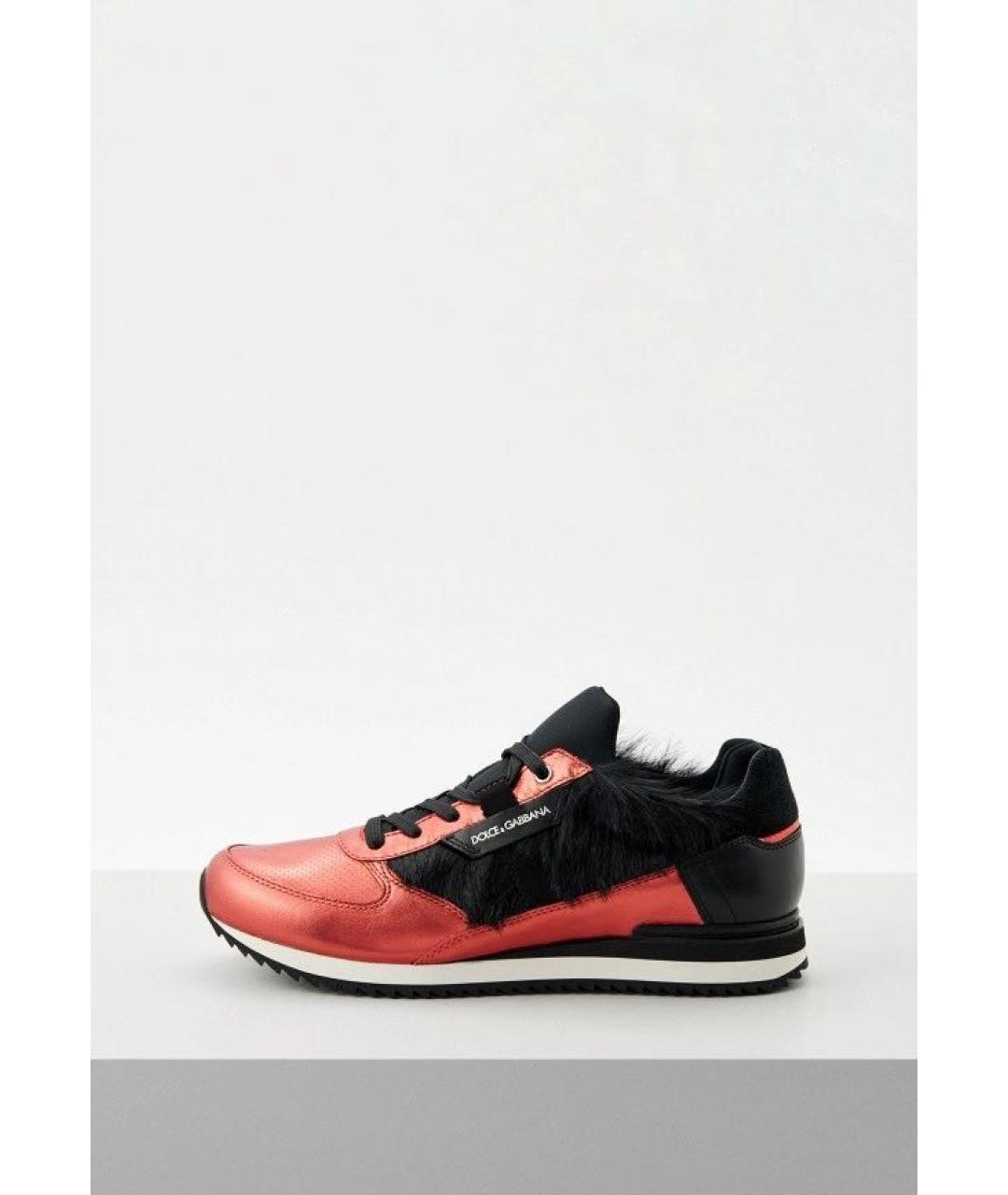 DOLCE&GABBANA Красные кожаные кроссовки, фото 6