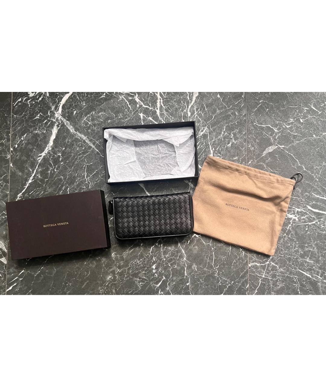 BOTTEGA VENETA Черный кожаный кошелек, фото 2