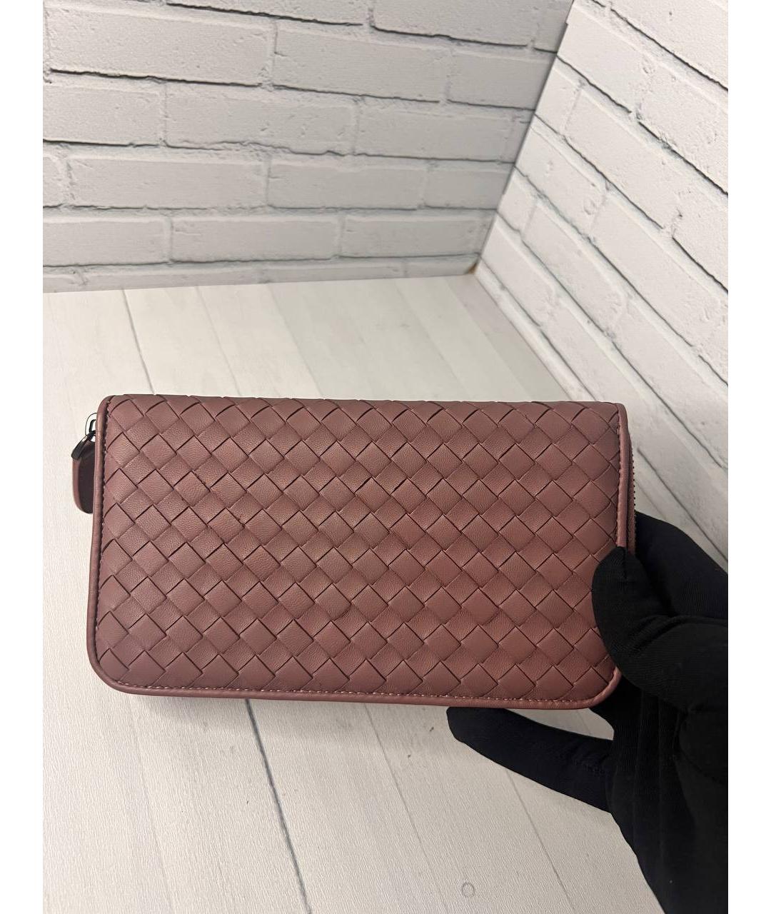 BOTTEGA VENETA Коралловый кожаный кошелек, фото 2