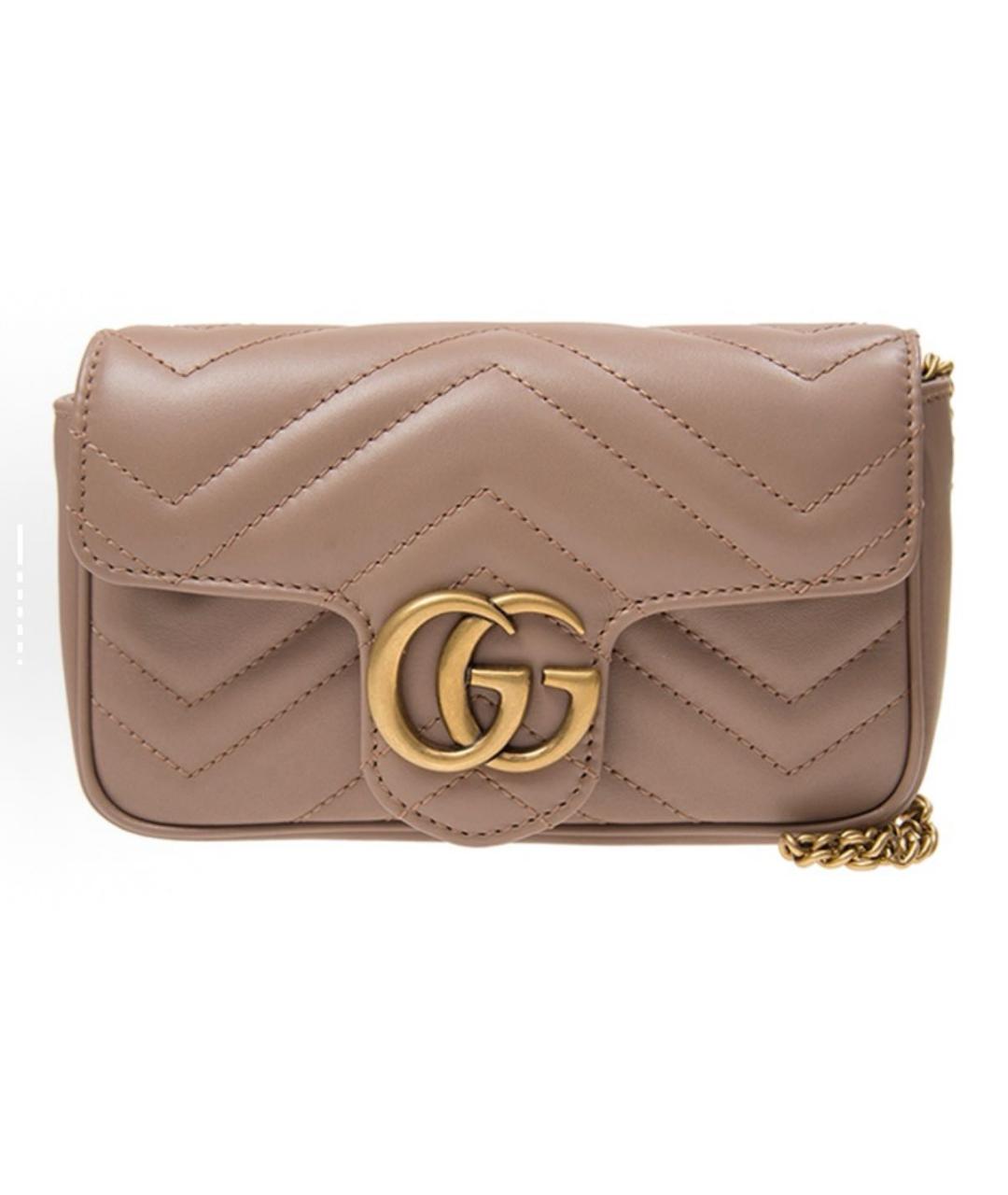 GUCCI Бежевая кожаная сумка через плечо, фото 1