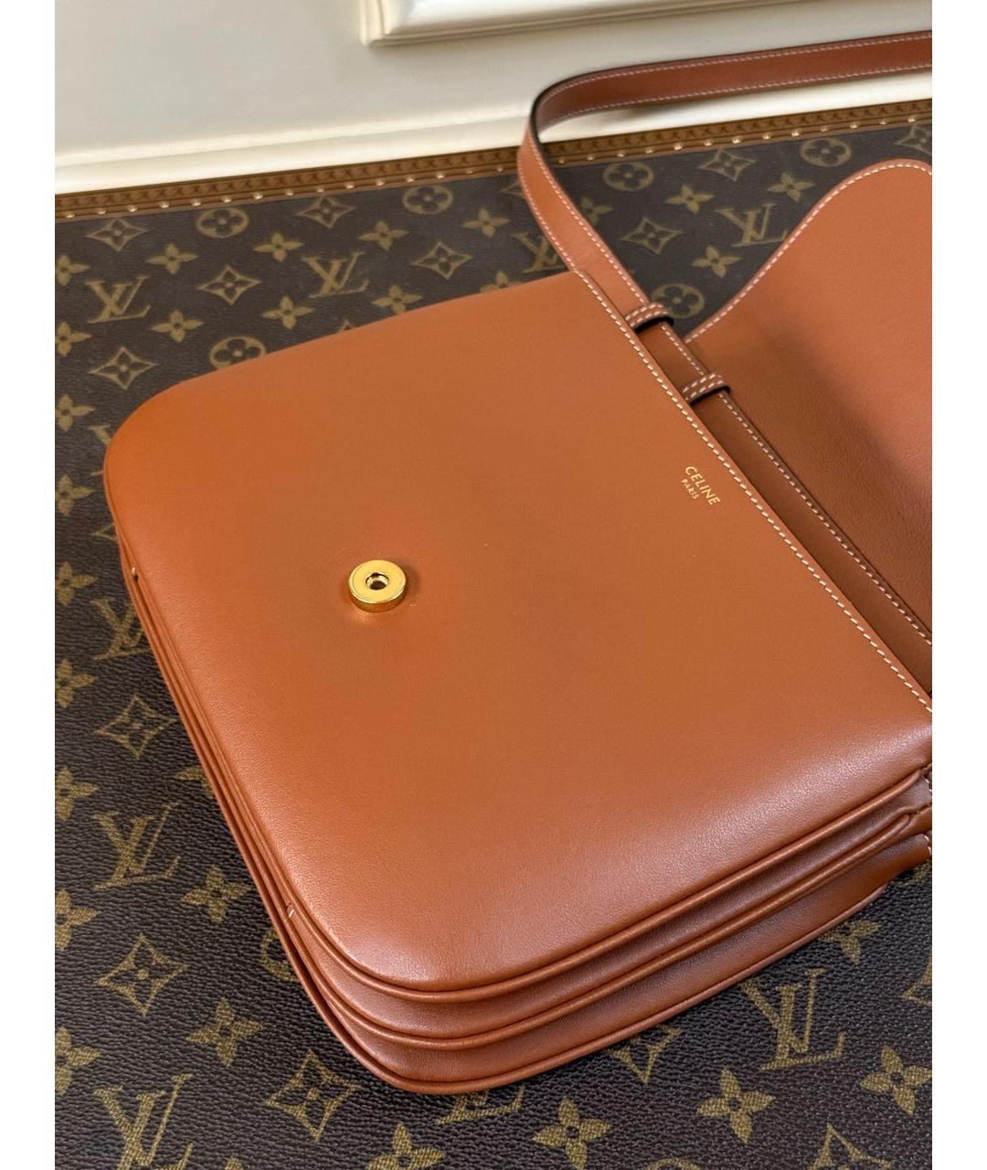 CELINE Коричневая кожаная сумка через плечо, фото 7