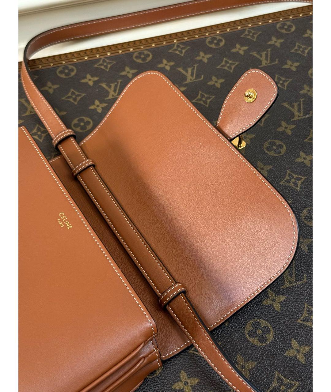 CELINE Коричневая кожаная сумка через плечо, фото 8