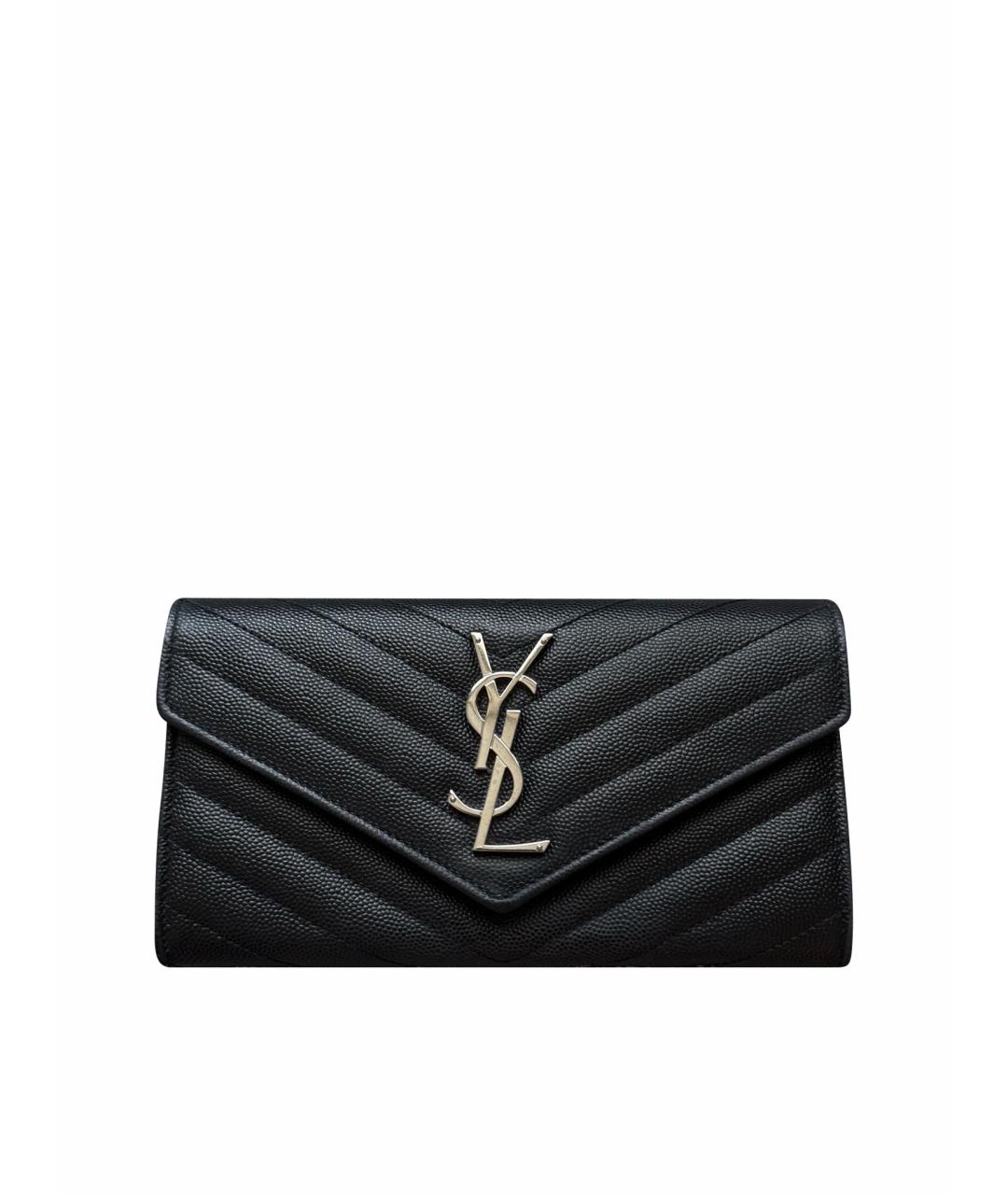 SAINT LAURENT Черный кожаный кошелек, фото 1