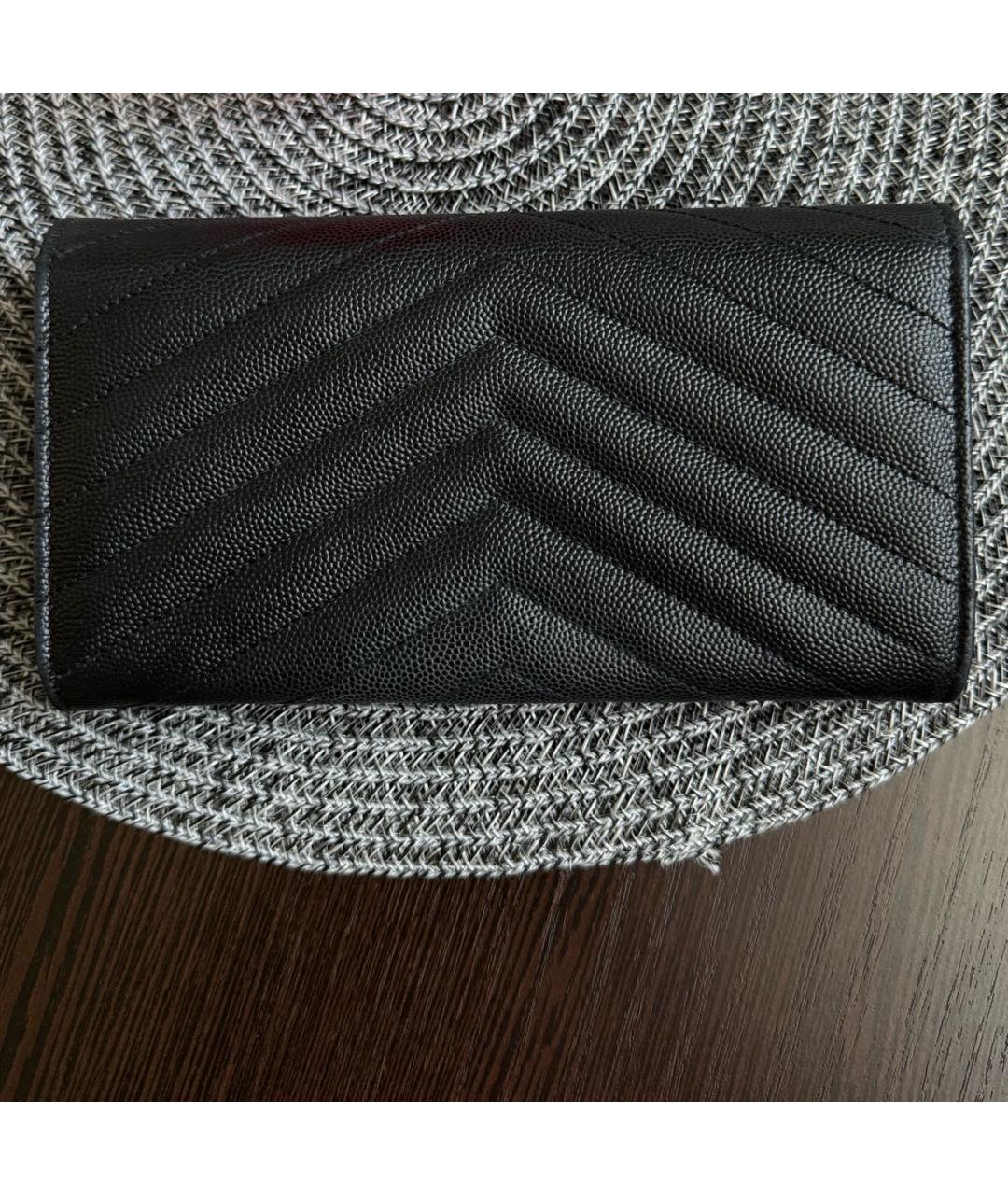 SAINT LAURENT Черный кожаный кошелек, фото 3