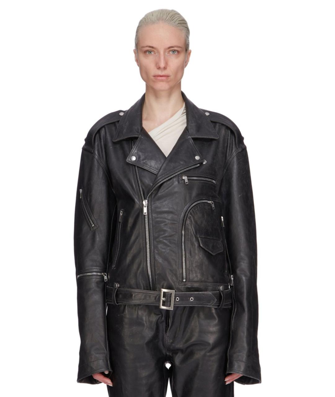 RICK OWENS Черная кожаная куртка, фото 7