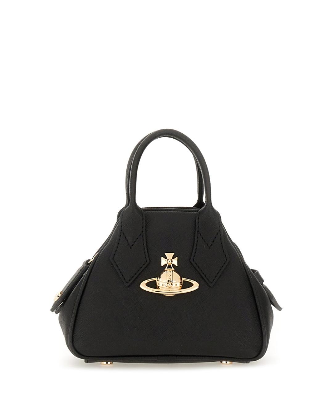 VIVIENNE WESTWOOD Черная кожаная сумка с короткими ручками, фото 1