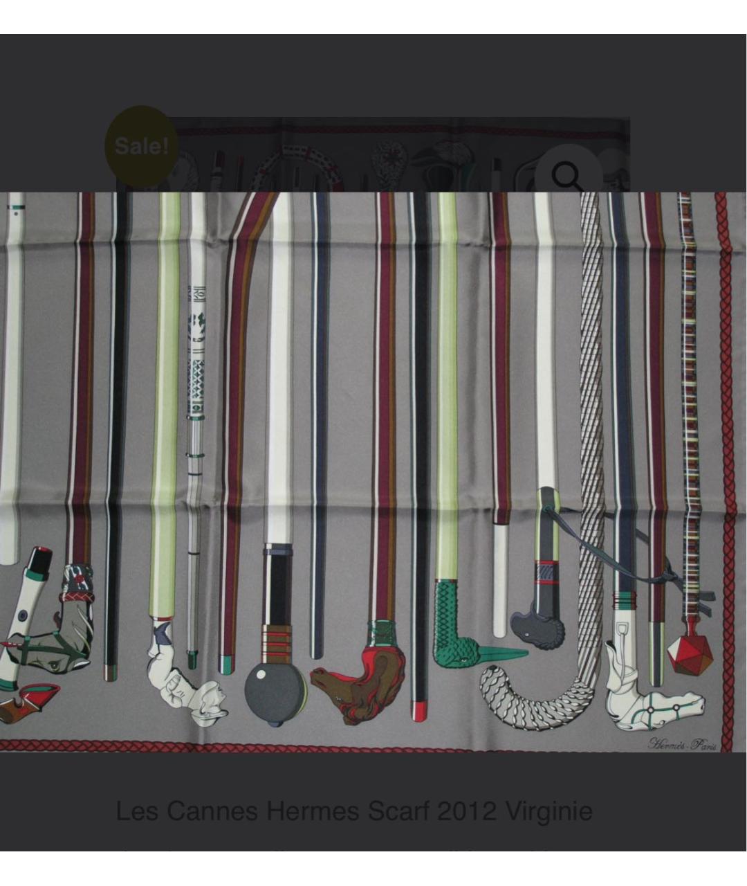 HERMES Серый шелковый платок, фото 3