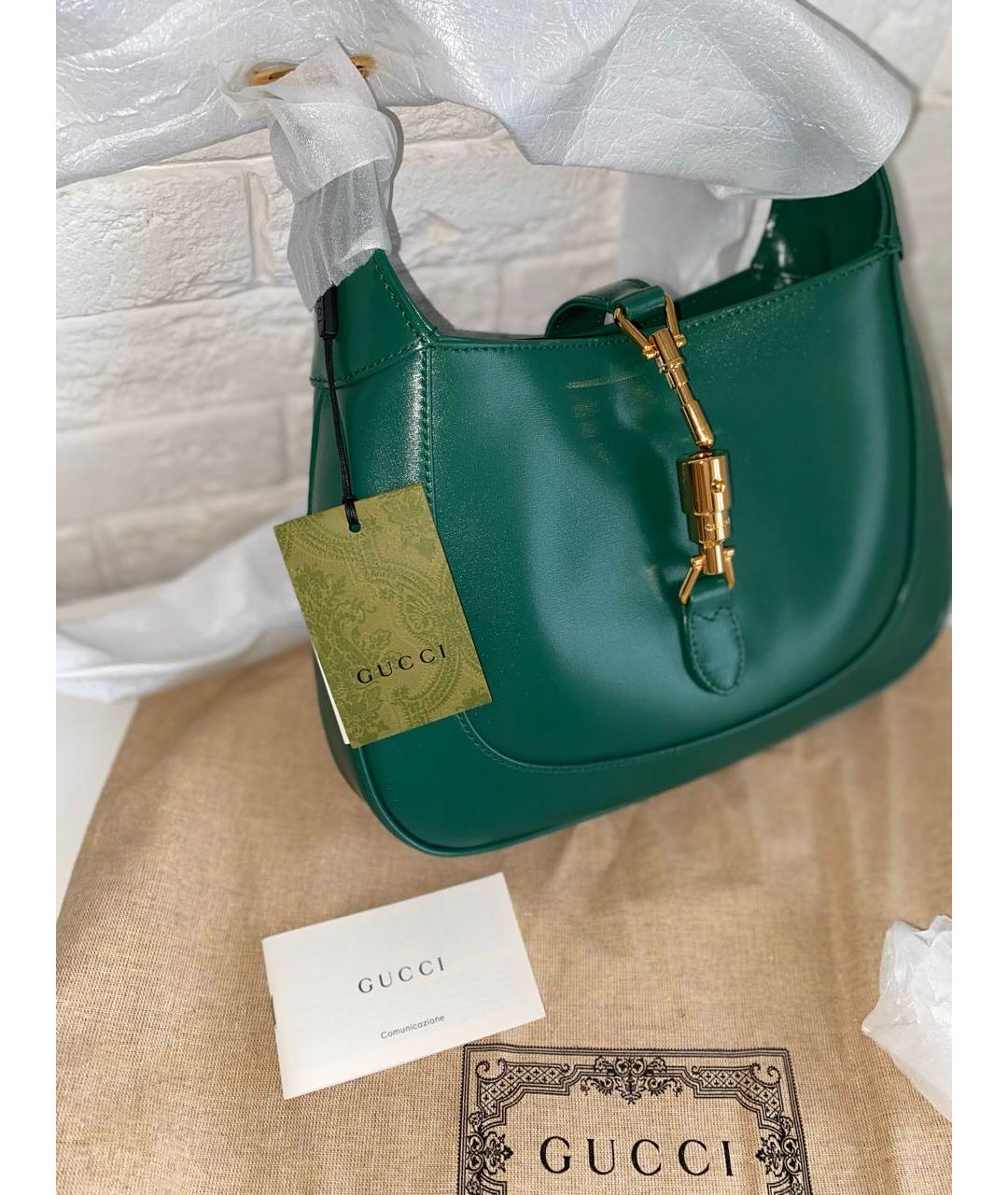 GUCCI Зеленая кожаная сумка с короткими ручками, фото 4