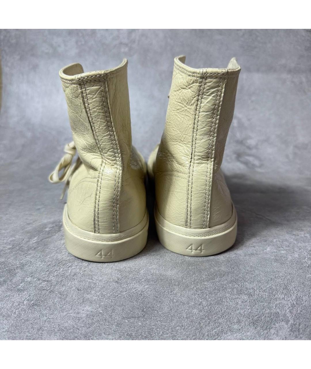 BALENCIAGA Бежевые высокие кроссовки / кеды из лакированной кожи, фото 4