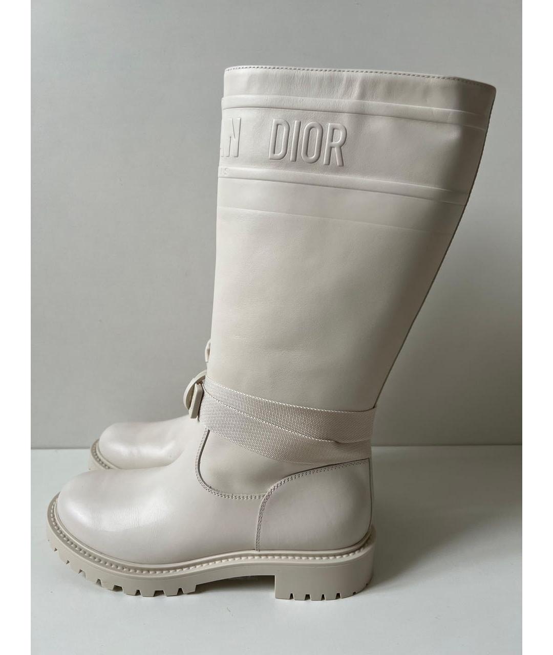 CHRISTIAN DIOR Бежевые кожаные сапоги, фото 3