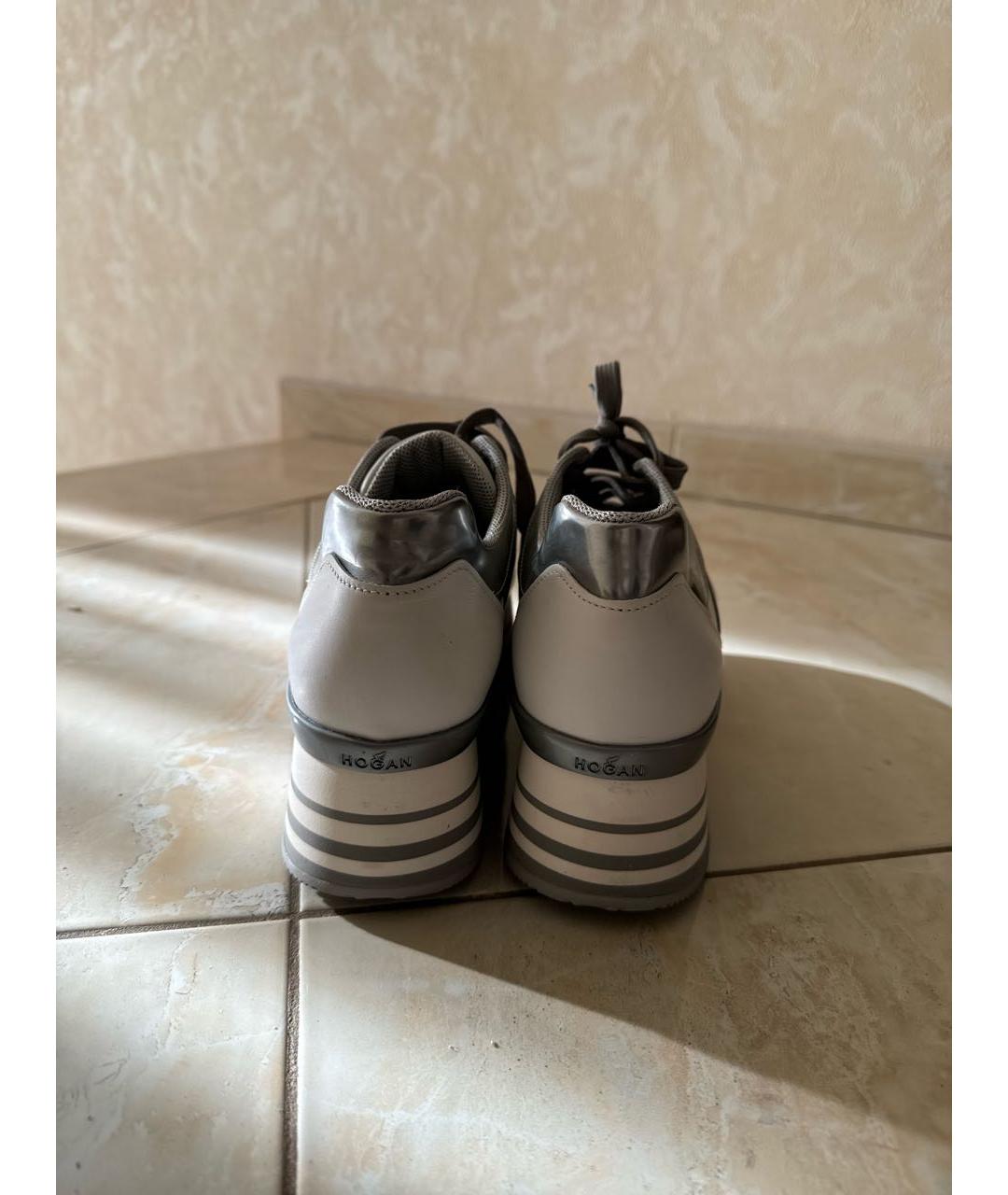 HOGAN Белые кожаные кроссовки, фото 4