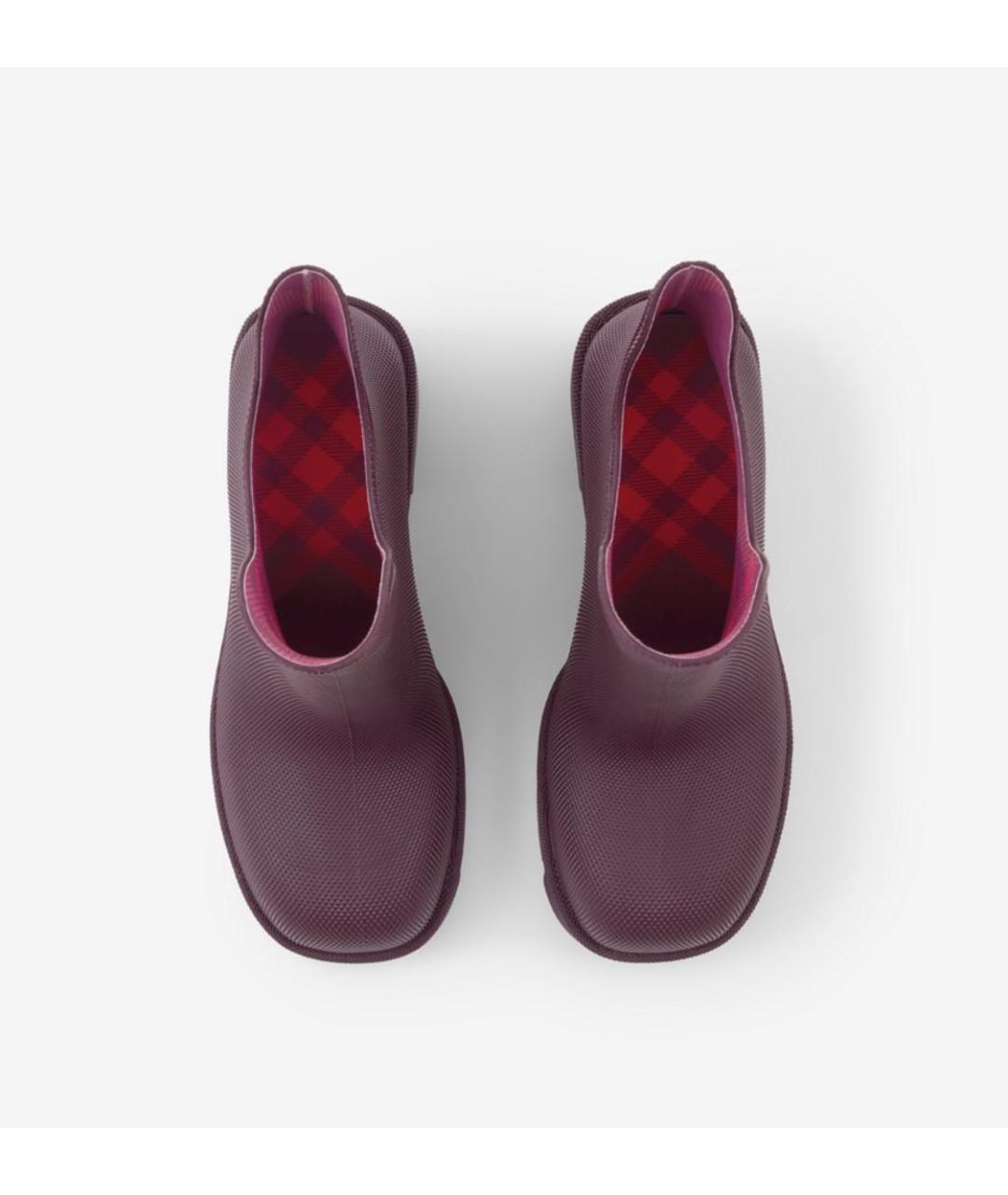 BURBERRY Бордовые резиновые ботильоны, фото 3