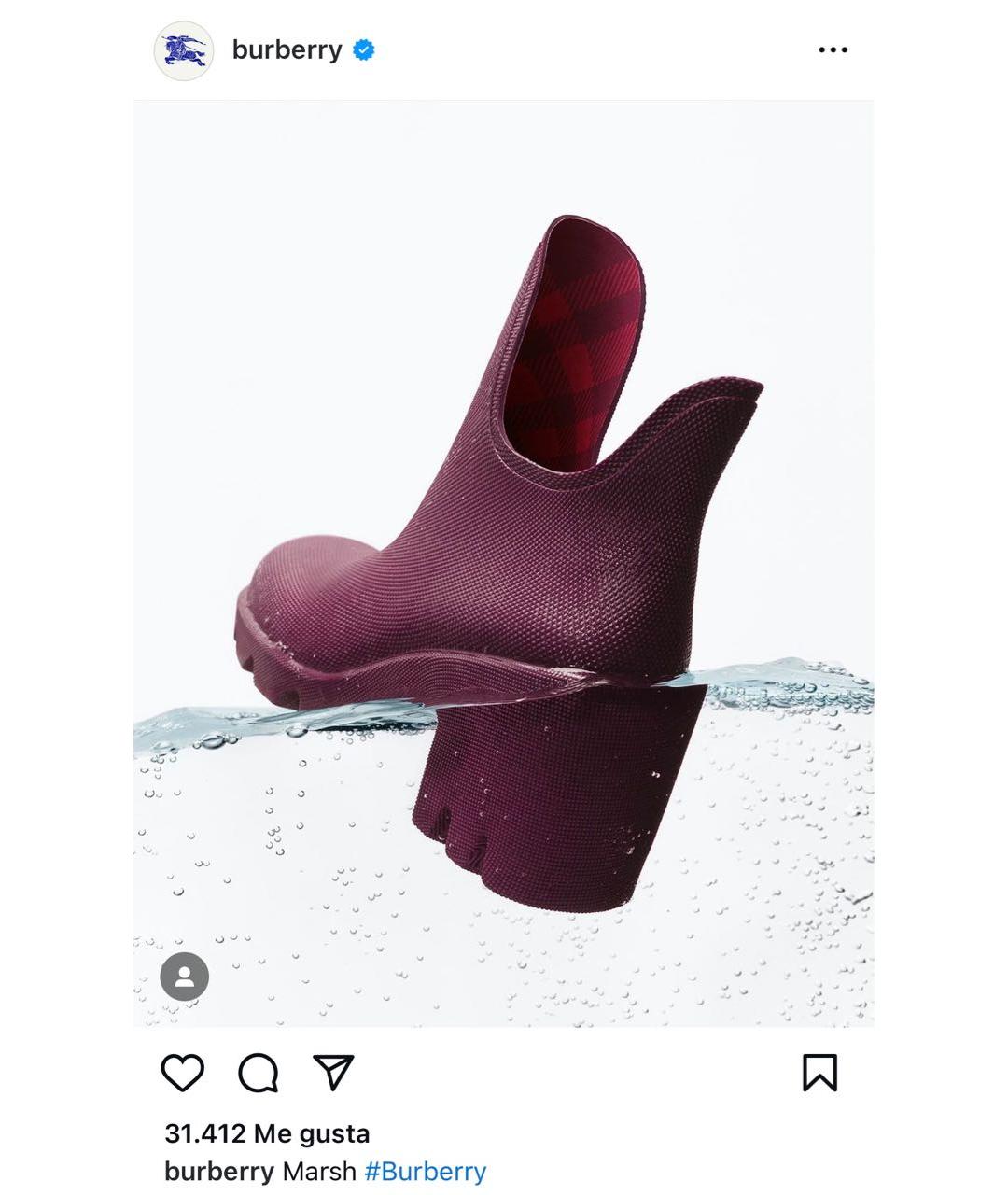 BURBERRY Бордовые резиновые ботильоны, фото 6