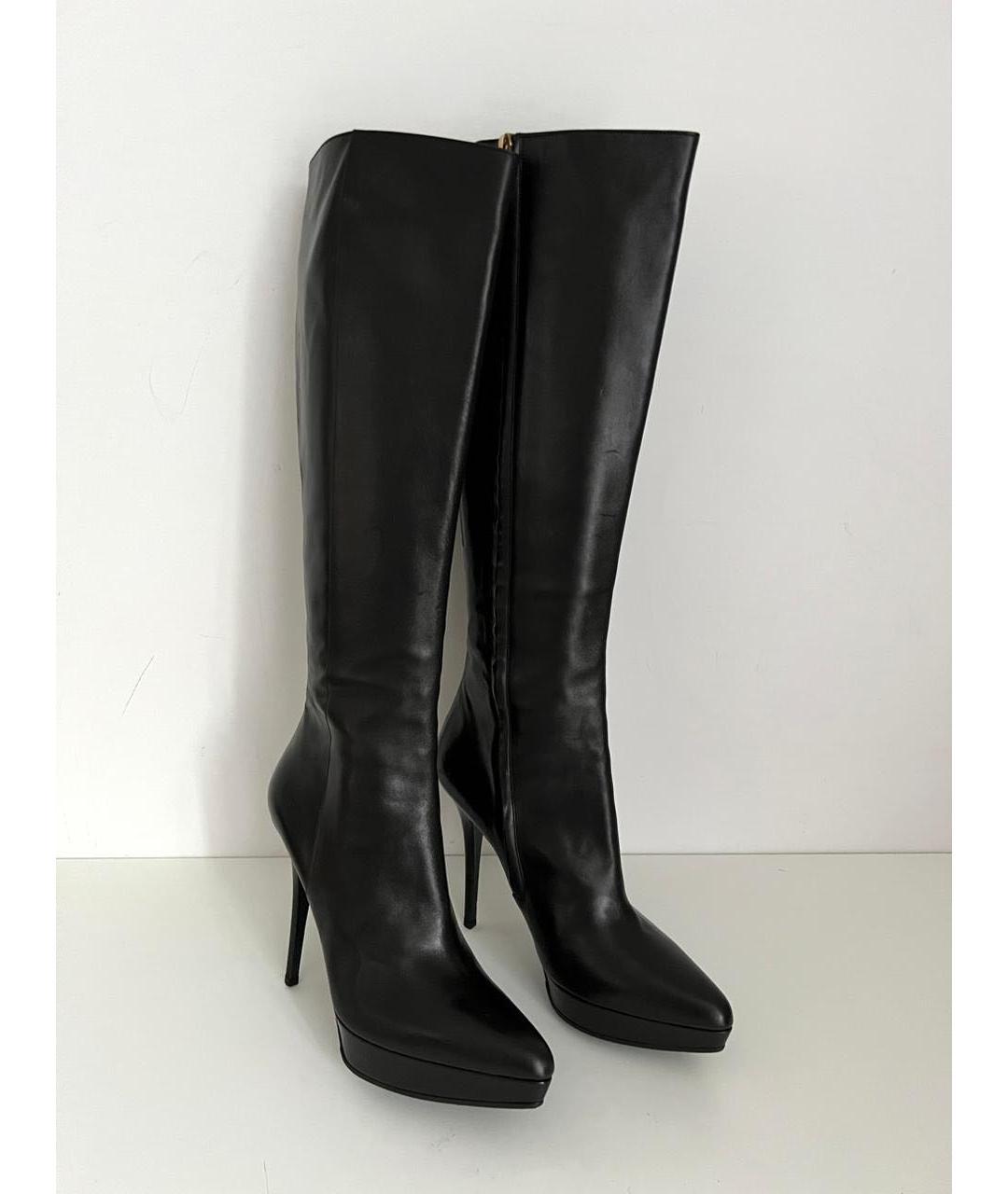 SAINT LAURENT Черные сапоги из лакированной кожи, фото 9