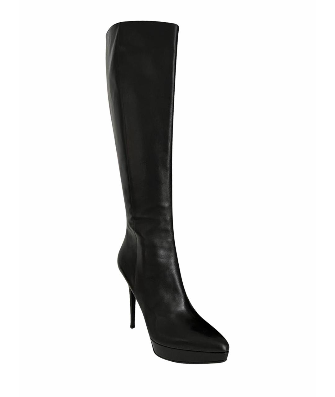 SAINT LAURENT Черные сапоги из лакированной кожи, фото 1