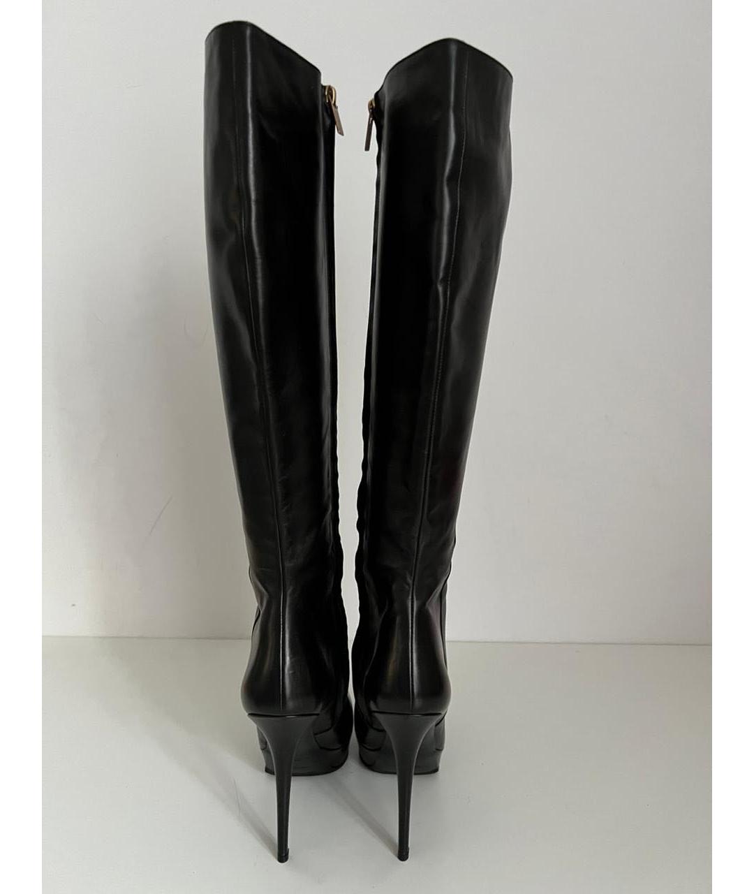 SAINT LAURENT Черные сапоги из лакированной кожи, фото 4