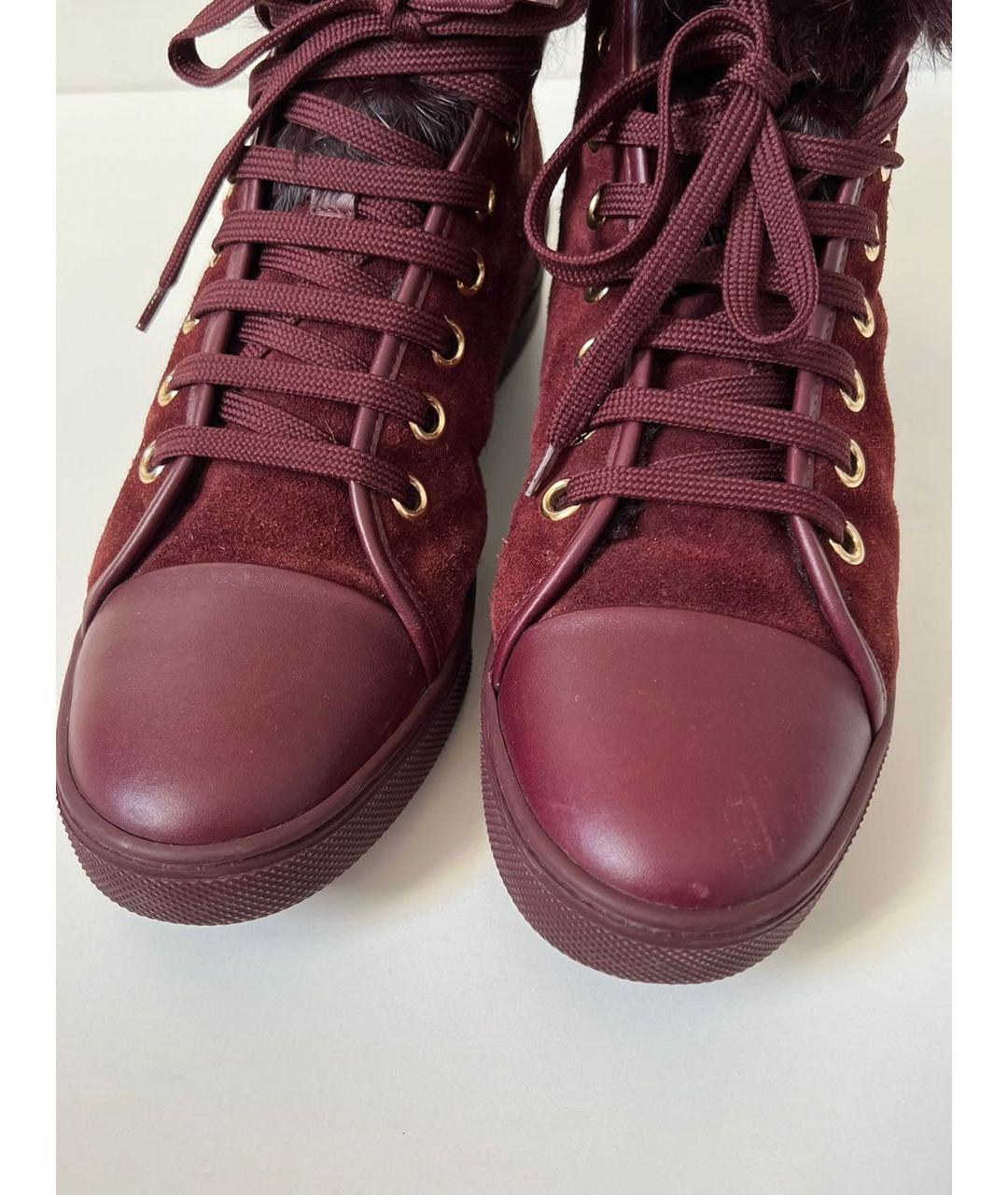 LOUIS VUITTON Бордовые замшевые ботинки, фото 5