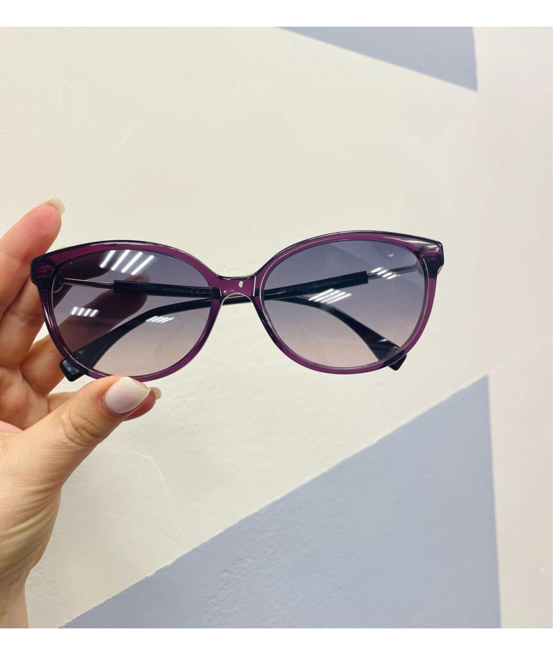 FENDI Фиолетовые пластиковые солнцезащитные очки, фото 8