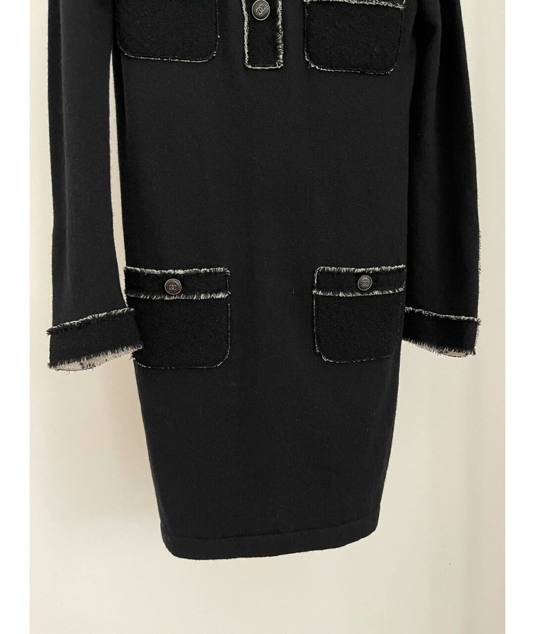 CHANEL Черное кашемировое повседневное платье, фото 3