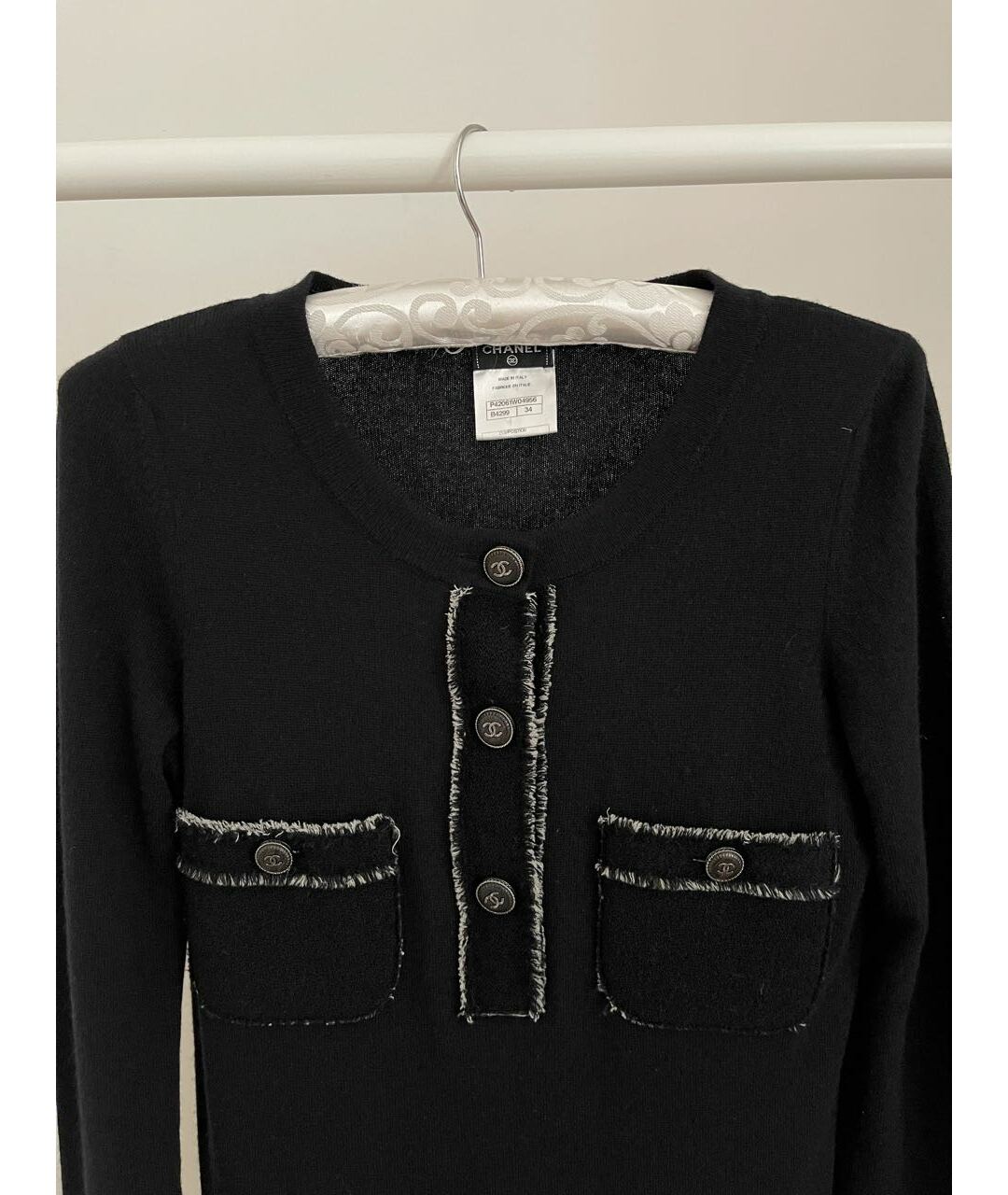 CHANEL Черное кашемировое повседневное платье, фото 5