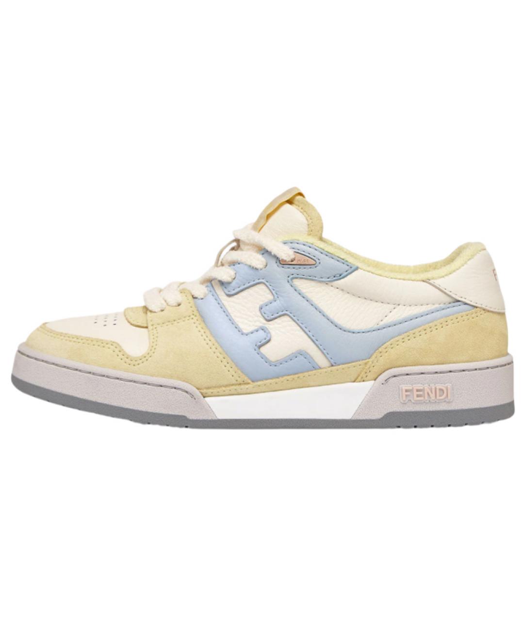 FENDI Желтые замшевые кроссовки, фото 2
