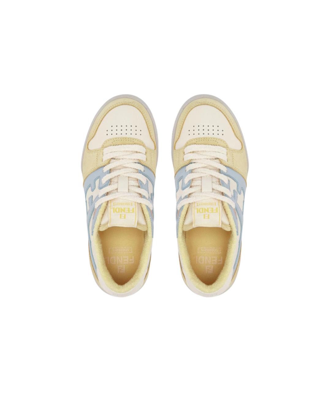 FENDI Желтые замшевые кроссовки, фото 4