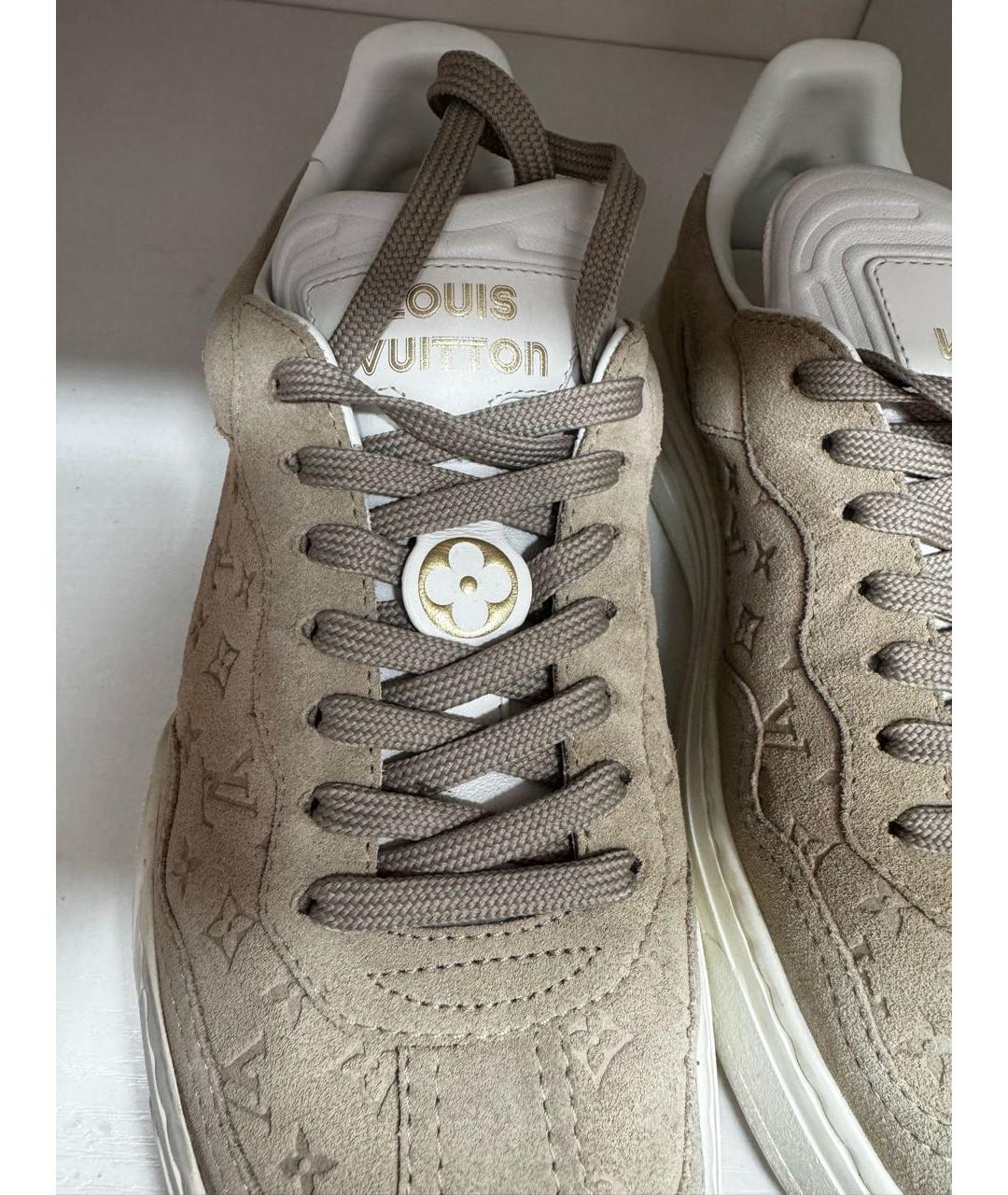 LOUIS VUITTON Бежевые замшевые кеды, фото 8