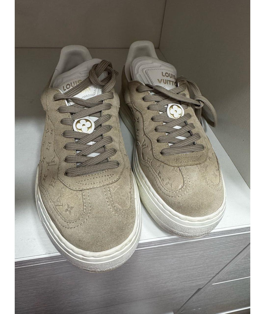 LOUIS VUITTON Бежевые замшевые кеды, фото 6