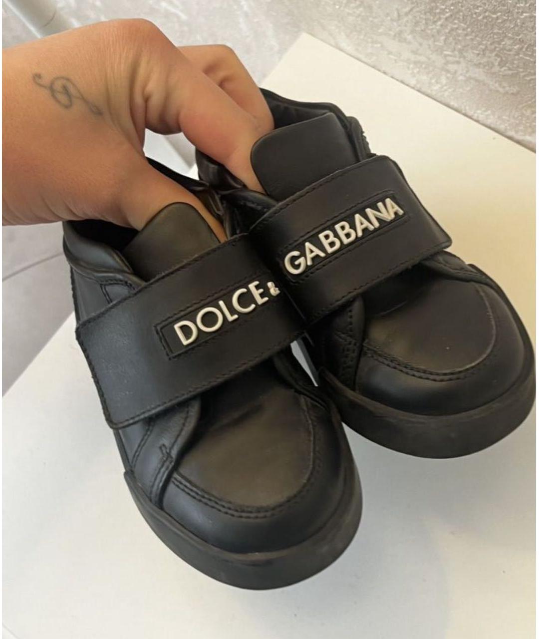 DOLCE&GABBANA Черные кожаные кеды, фото 5