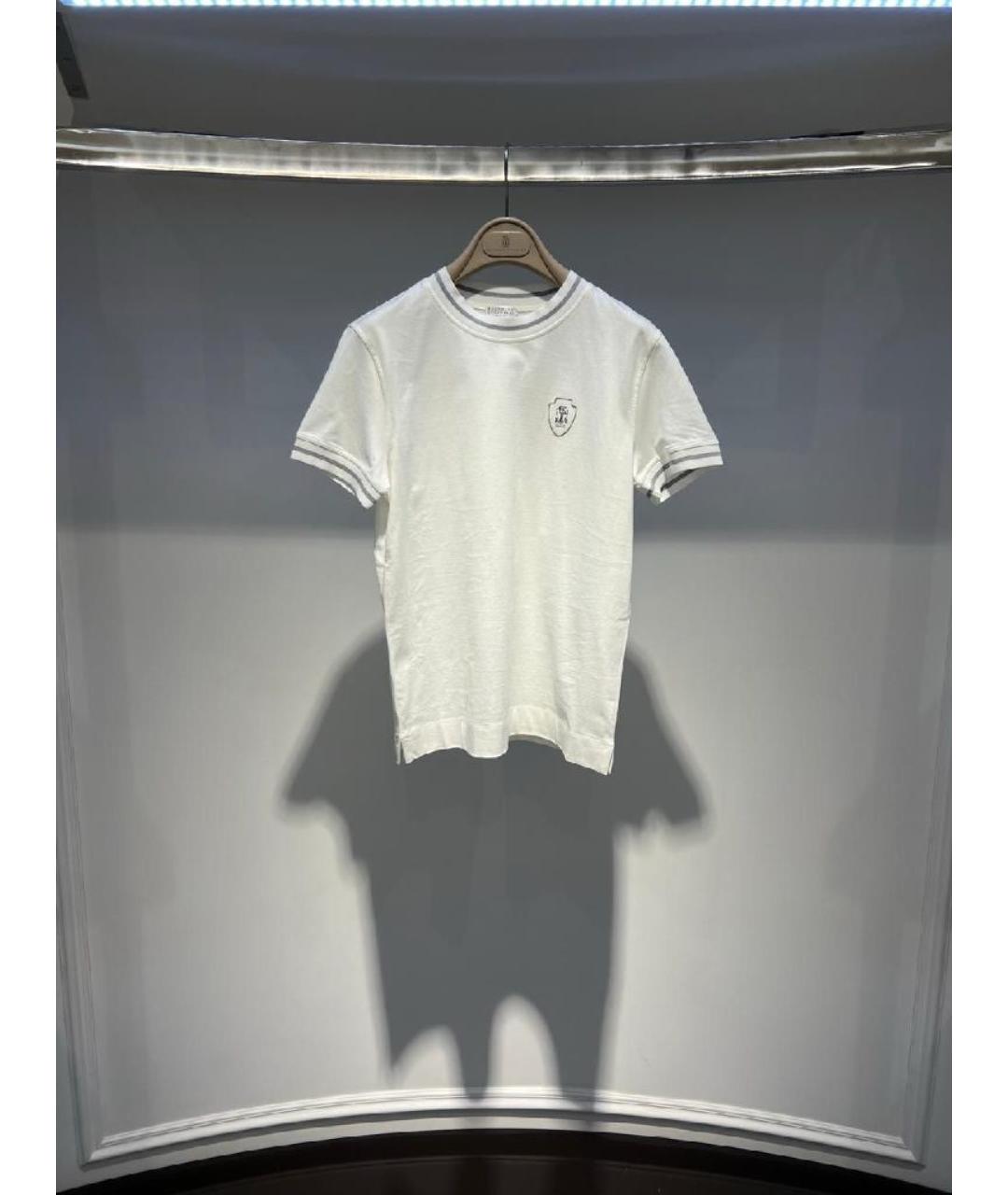 BRUNELLO CUCINELLI Белая хлопковая футболка, фото 4