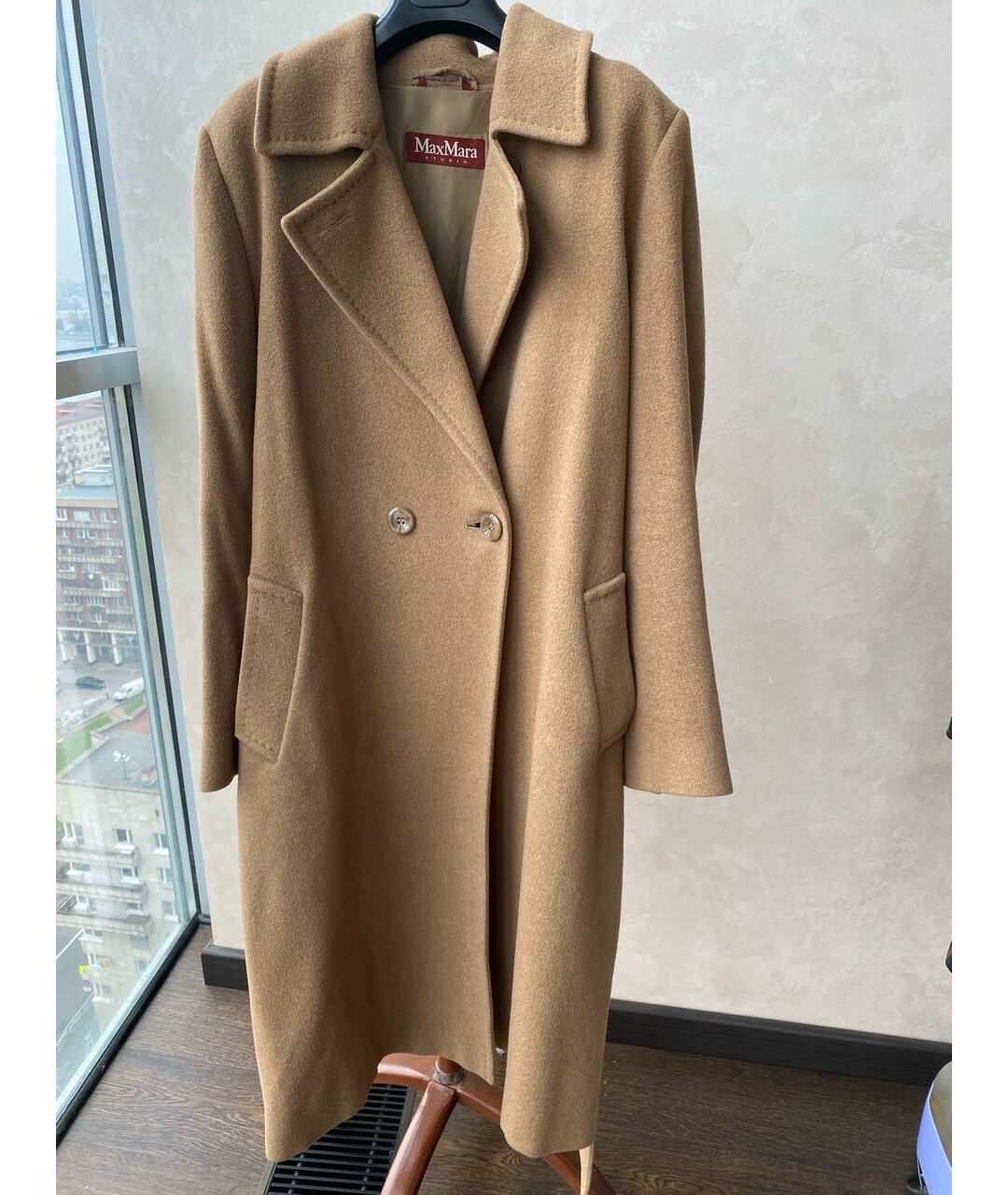 MAX MARA STUDIO Бежевое шерстяное пальто, фото 2