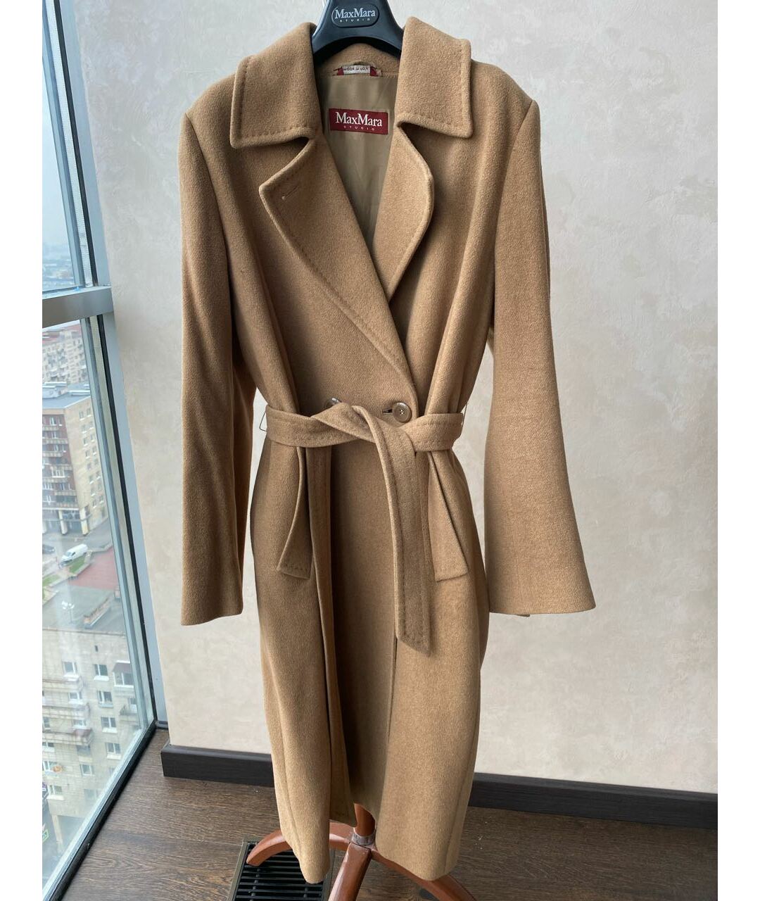MAX MARA STUDIO Бежевое шерстяное пальто, фото 6