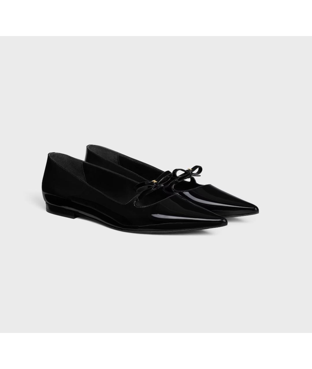 CELINE Черные балетки из лакированной кожи, фото 2