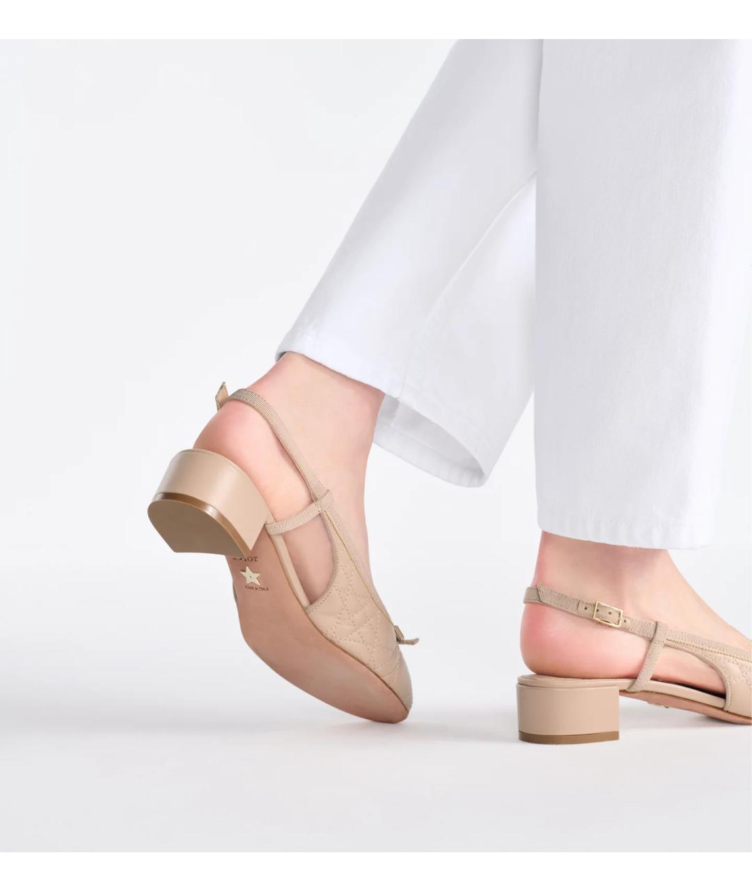 CHRISTIAN DIOR Бежевые кожаные туфли, фото 5