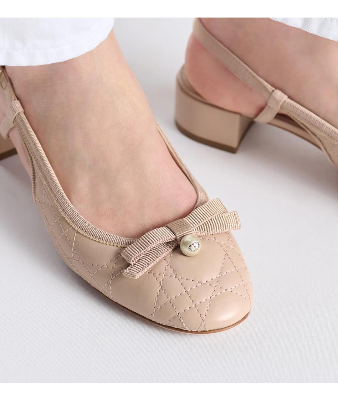 CHRISTIAN DIOR Бежевые кожаные туфли, фото 4