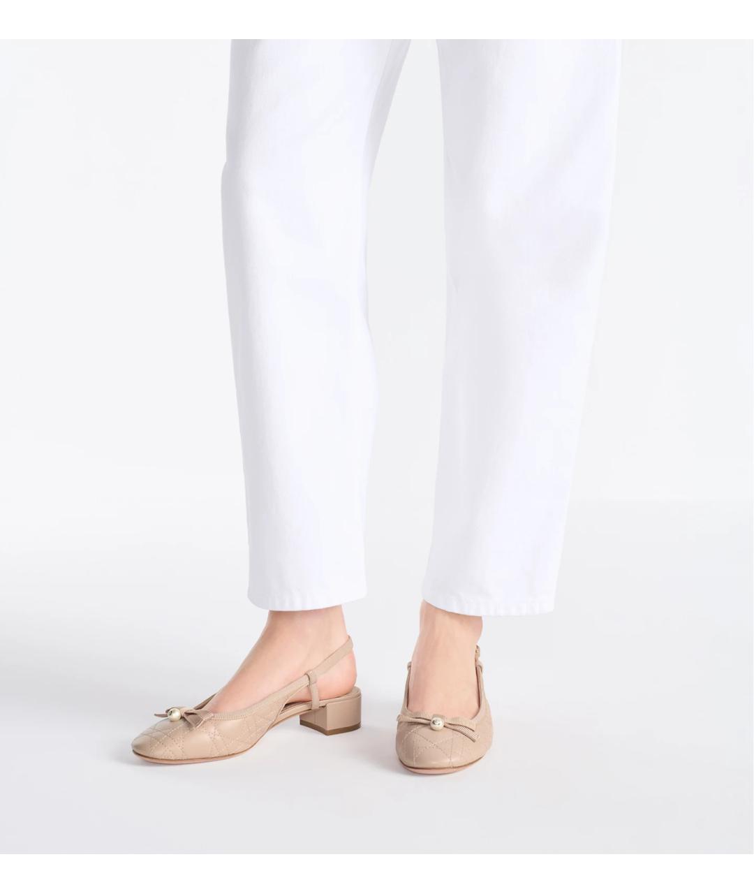 CHRISTIAN DIOR Бежевые кожаные туфли, фото 3