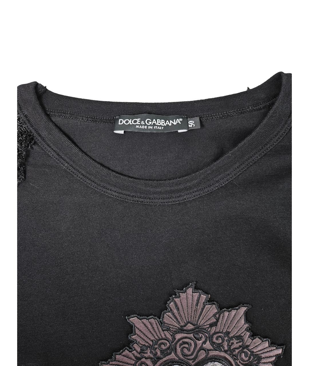 DOLCE&GABBANA Черная хлопковая футболка, фото 4