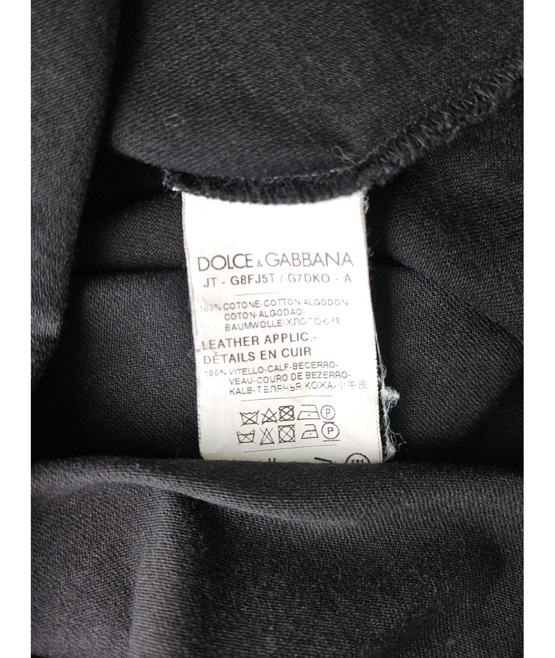 DOLCE&GABBANA Черная хлопковая футболка, фото 5