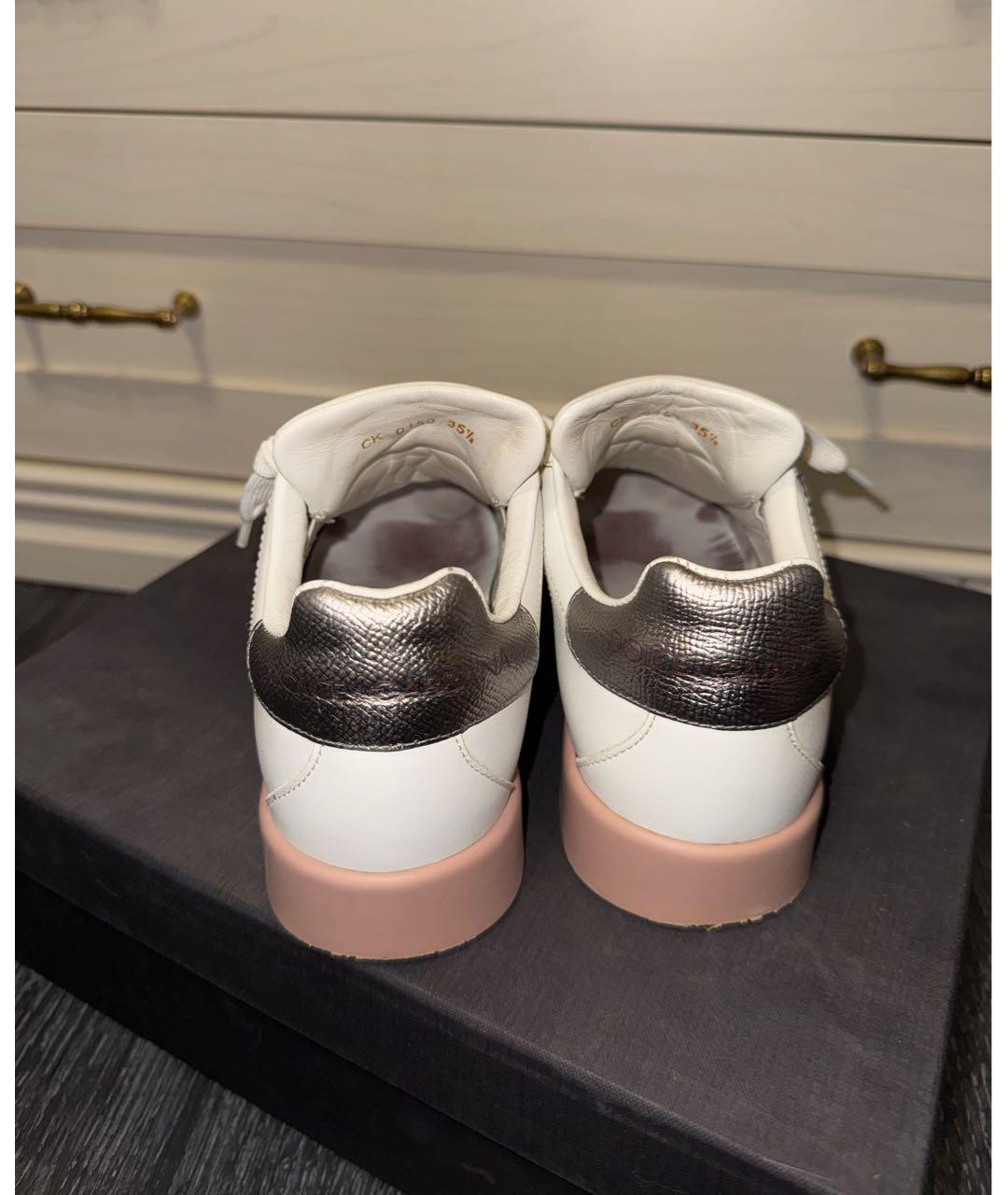 DOLCE&GABBANA Белые кожаные кеды, фото 5