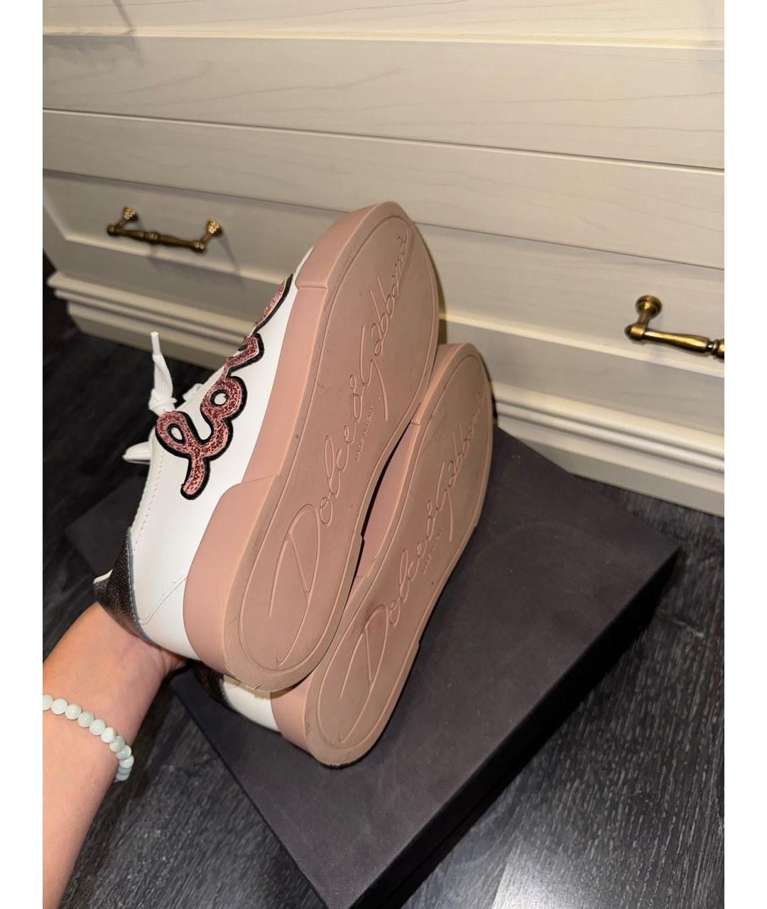 DOLCE&GABBANA Белые кожаные кеды, фото 6