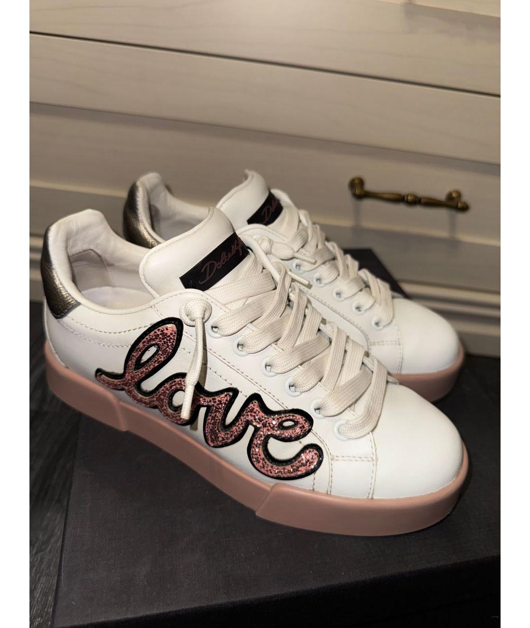 DOLCE&GABBANA Белые кожаные кеды, фото 7