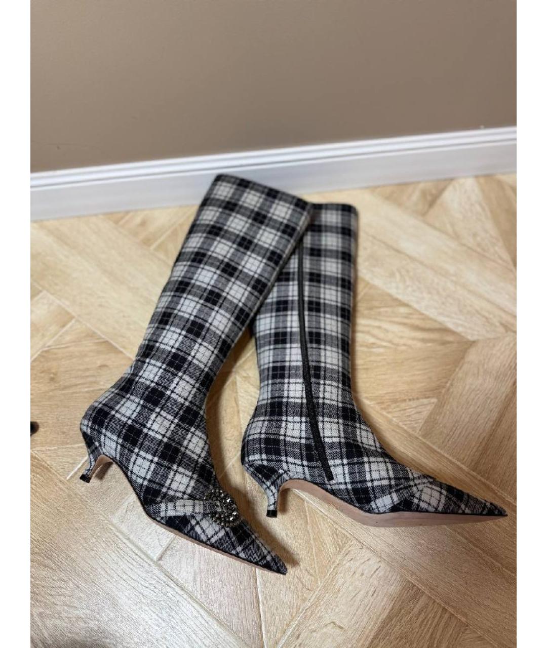 CHRISTIAN DIOR Серые текстильные сапоги, фото 5