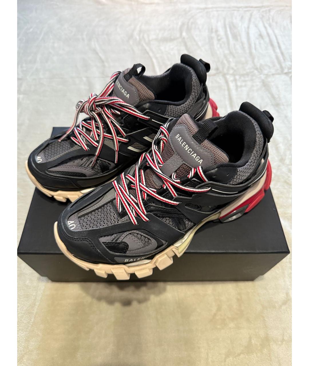 BALENCIAGA Черные кожаные низкие кроссовки / кеды, фото 2