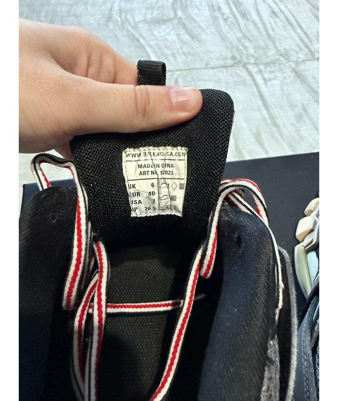 BALENCIAGA Черные кожаные низкие кроссовки / кеды, фото 9