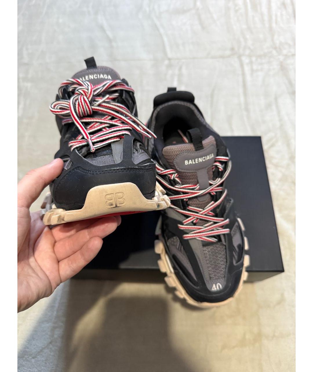 BALENCIAGA Черные кожаные низкие кроссовки / кеды, фото 3