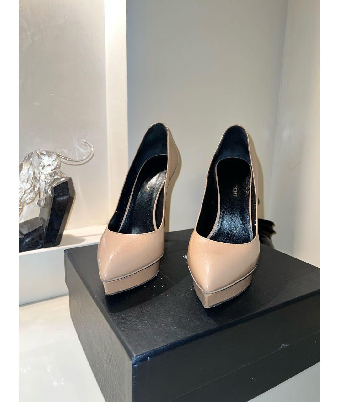 SAINT LAURENT Бежевые кожаные туфли, фото 2
