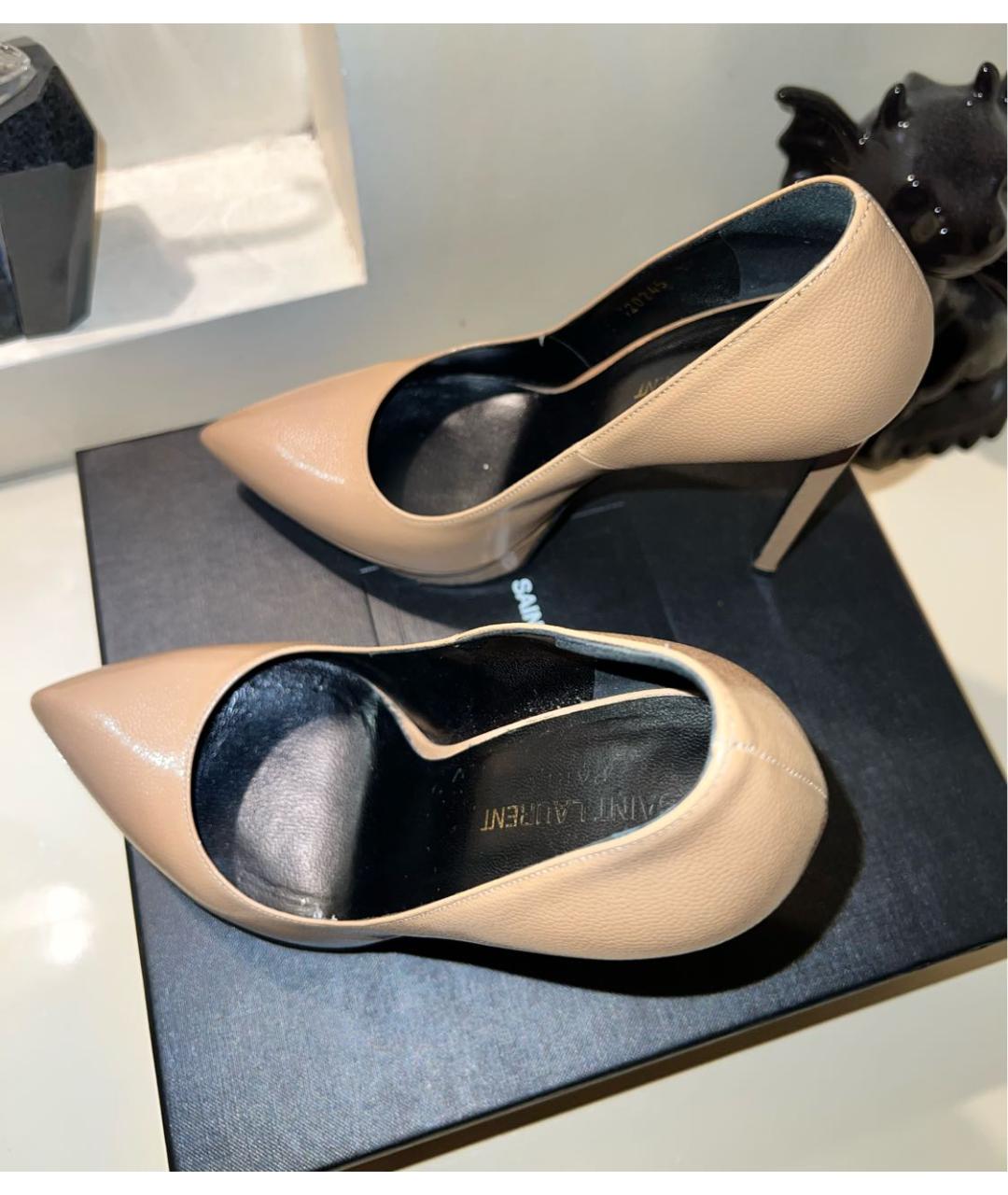 SAINT LAURENT Бежевые кожаные туфли, фото 7
