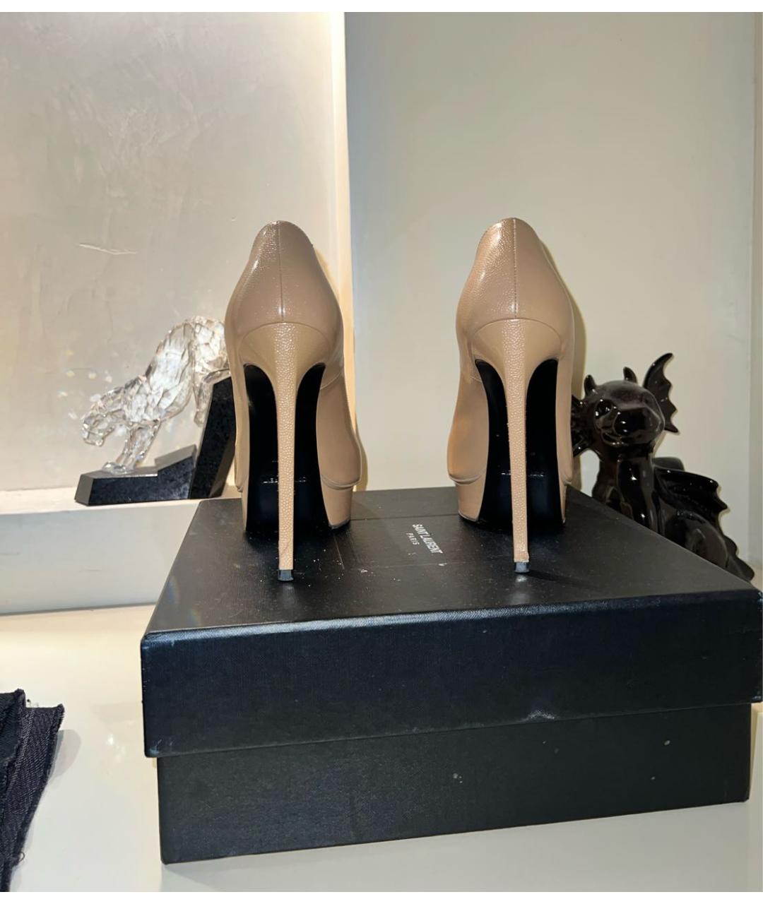 SAINT LAURENT Бежевые кожаные туфли, фото 4