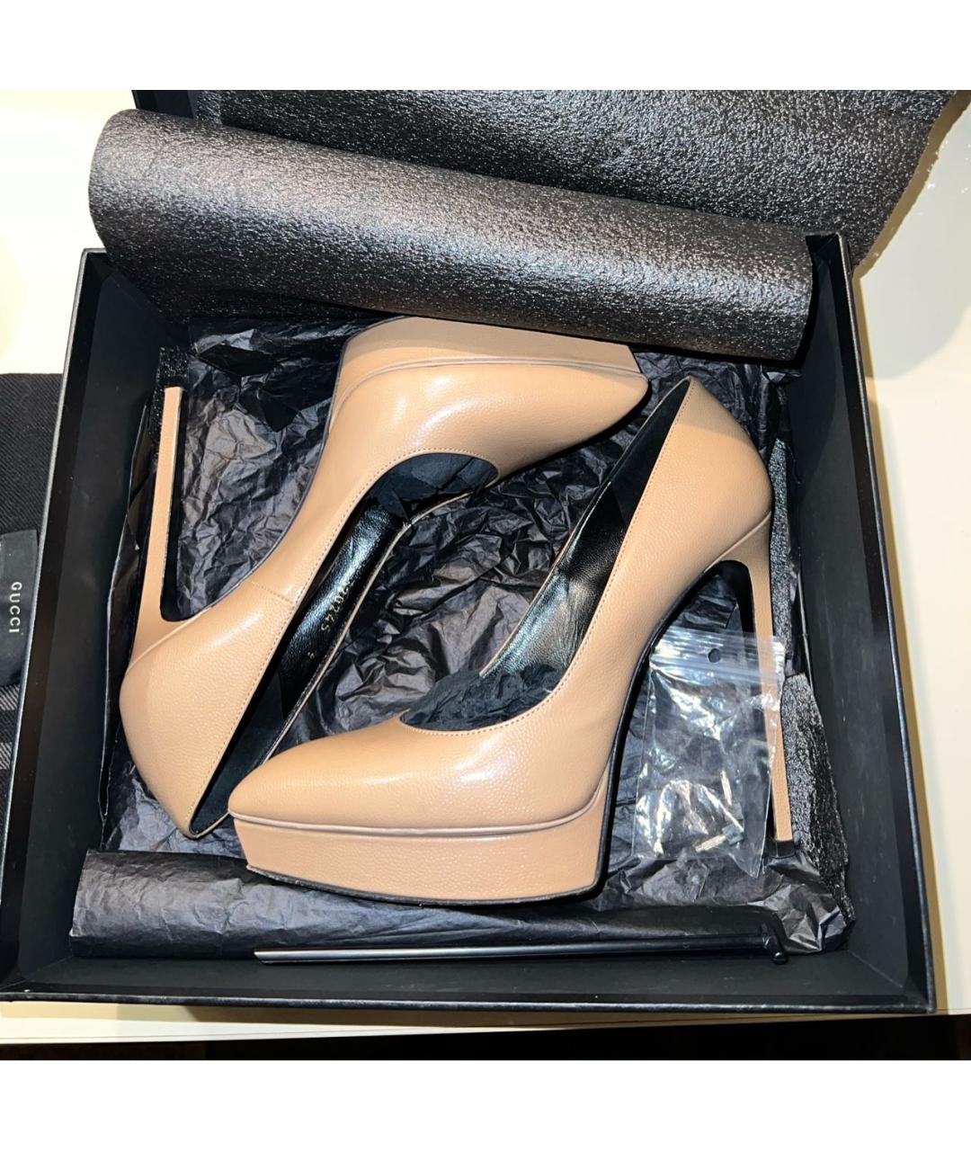 SAINT LAURENT Бежевые кожаные туфли, фото 8