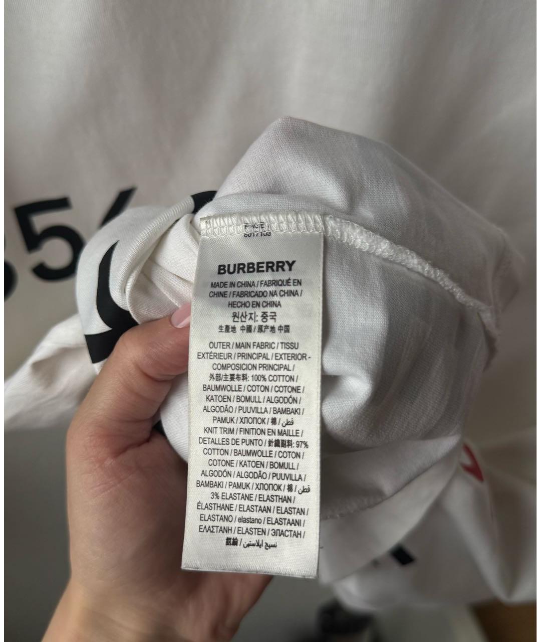 BURBERRY Белая хлопковая футболка, фото 5